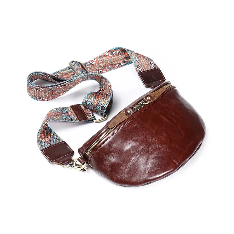 Vegetable Tanned Leather Crossbody Saddle Bag