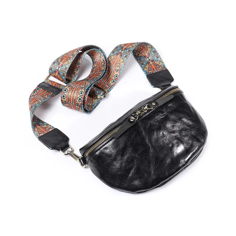 Vegetable Tanned Leather Crossbody Saddle Bag