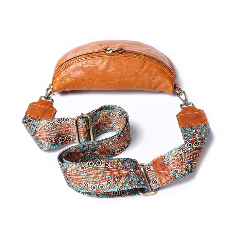 Vegetable Tanned Leather Crossbody Saddle Bag