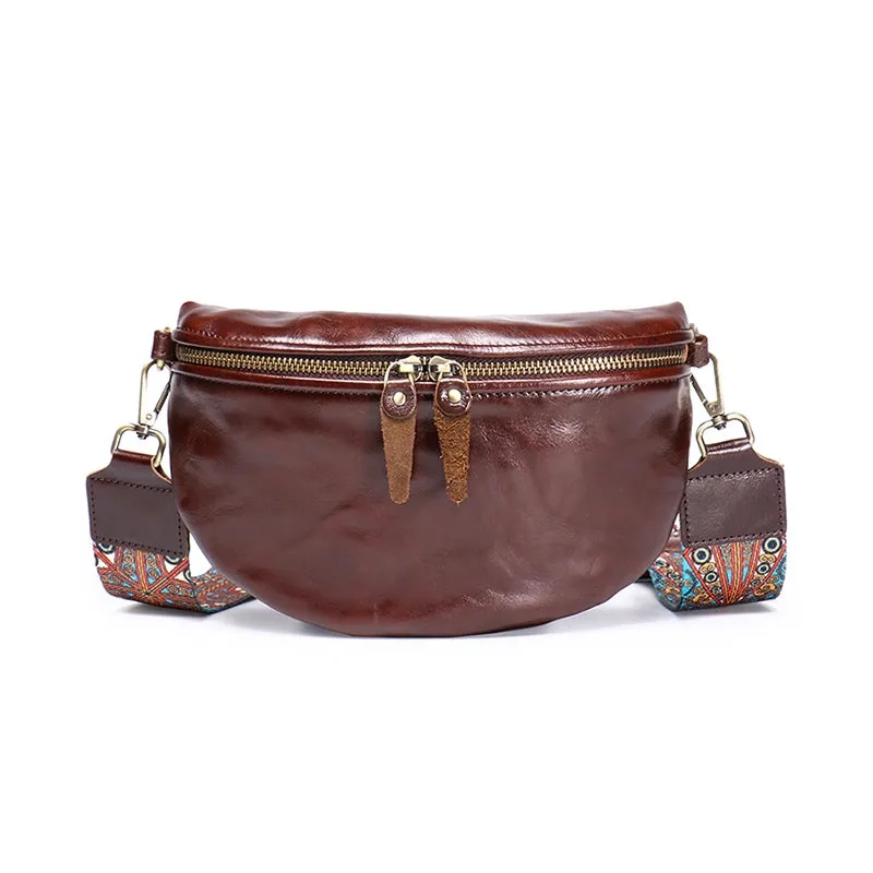 Vegetable Tanned Leather Crossbody Saddle Bag