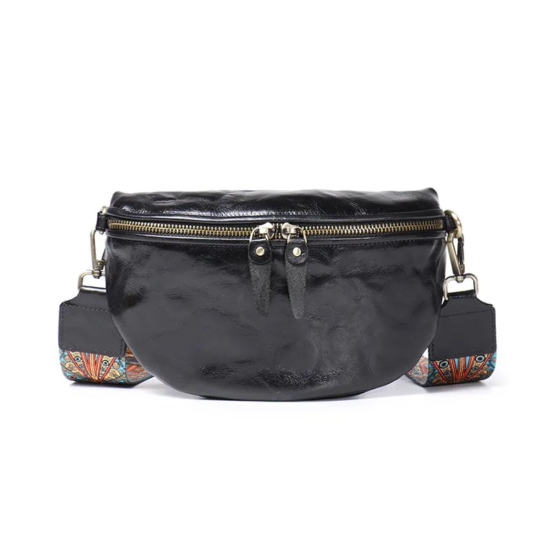 Vegetable Tanned Leather Crossbody Saddle Bag