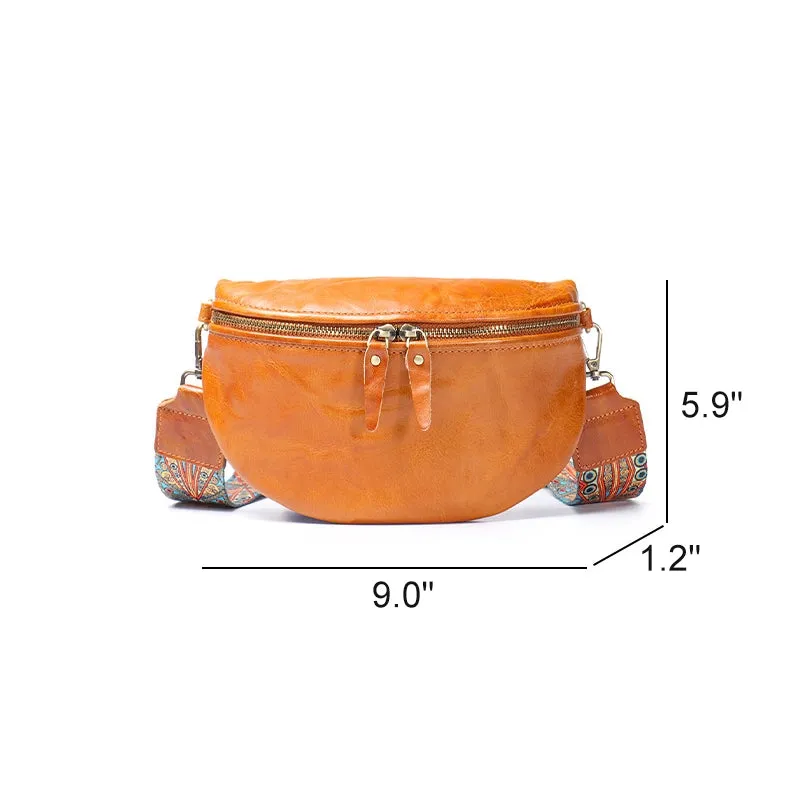 Vegetable Tanned Leather Crossbody Saddle Bag