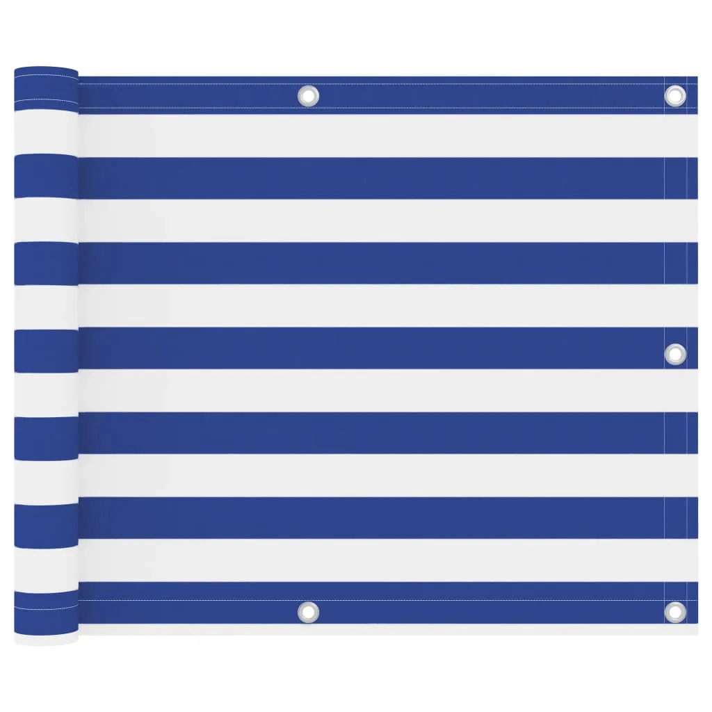 vidaXL Balcony Screen White and Blue 75x400 cm Oxford Fabric
