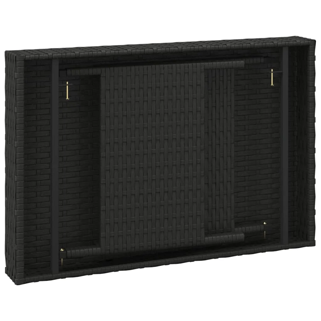 vidaXL Foldable Side Table Black 60x40x38 cm Poly Rattan