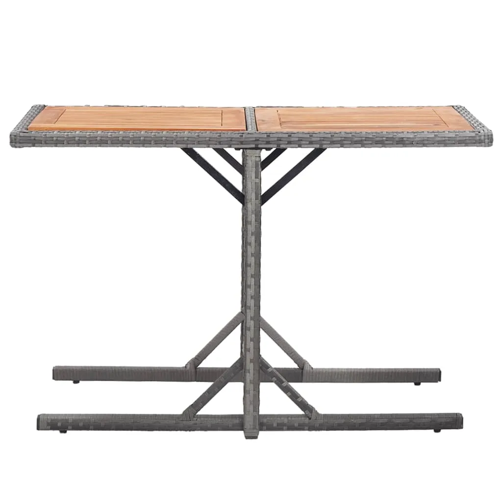 vidaXL Garden Table Anthracite Poly Rattan and Solid Acacia Wood
