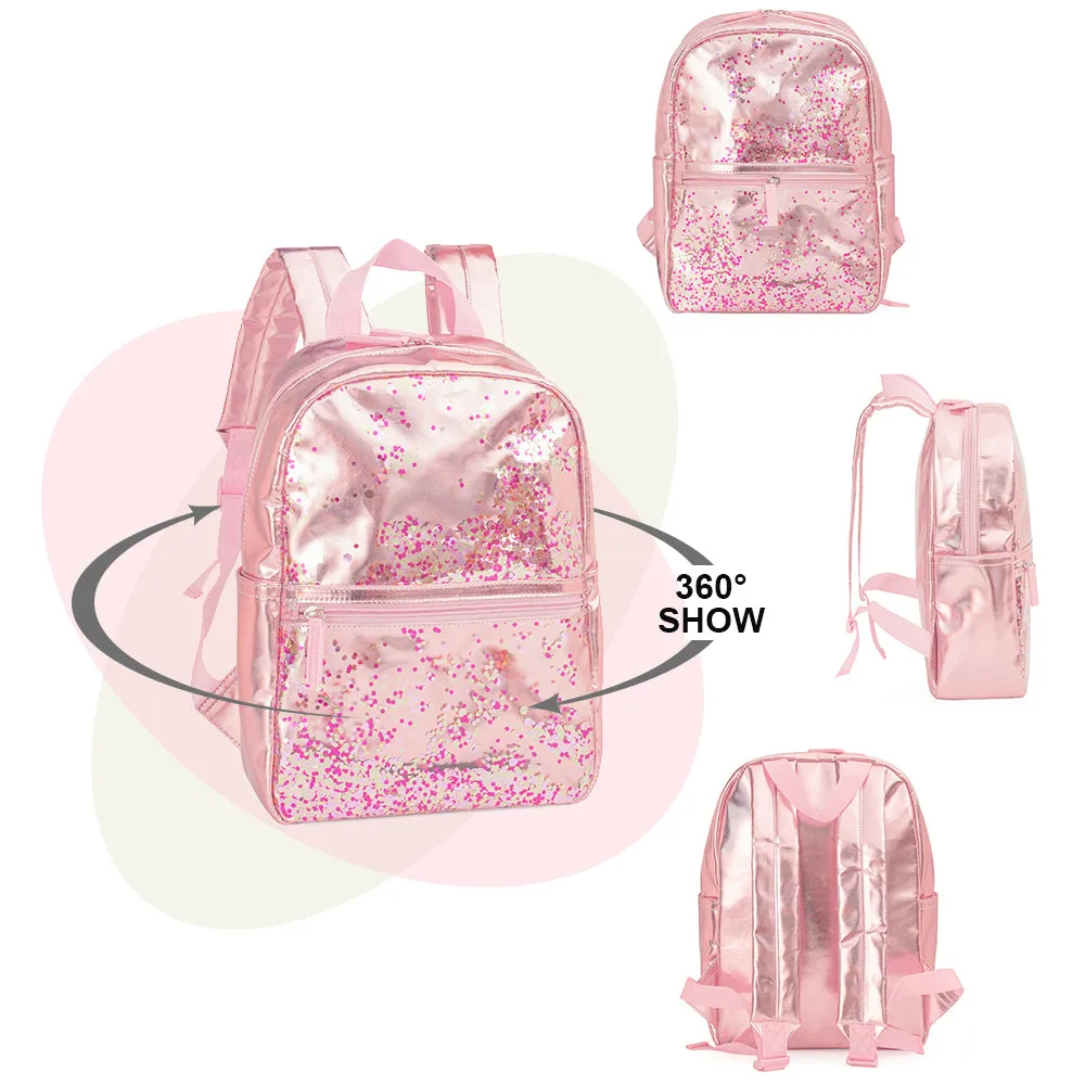 Viva Terry Girl's 3 in 1 Shaky Glitter Backpack Set With Lunch Bag, Pencil Case