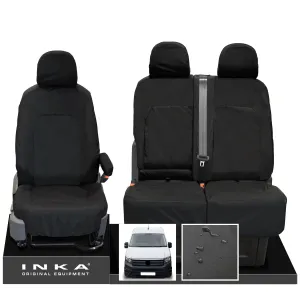 VW Crafter Front 1 2 INKA Tailored Waterproof Seat Covers Black MY-2017 
