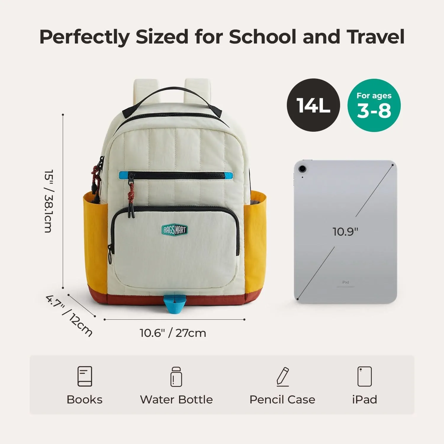 Walker 14L Featherlight Color Block Kids Backpack with Pencil Case