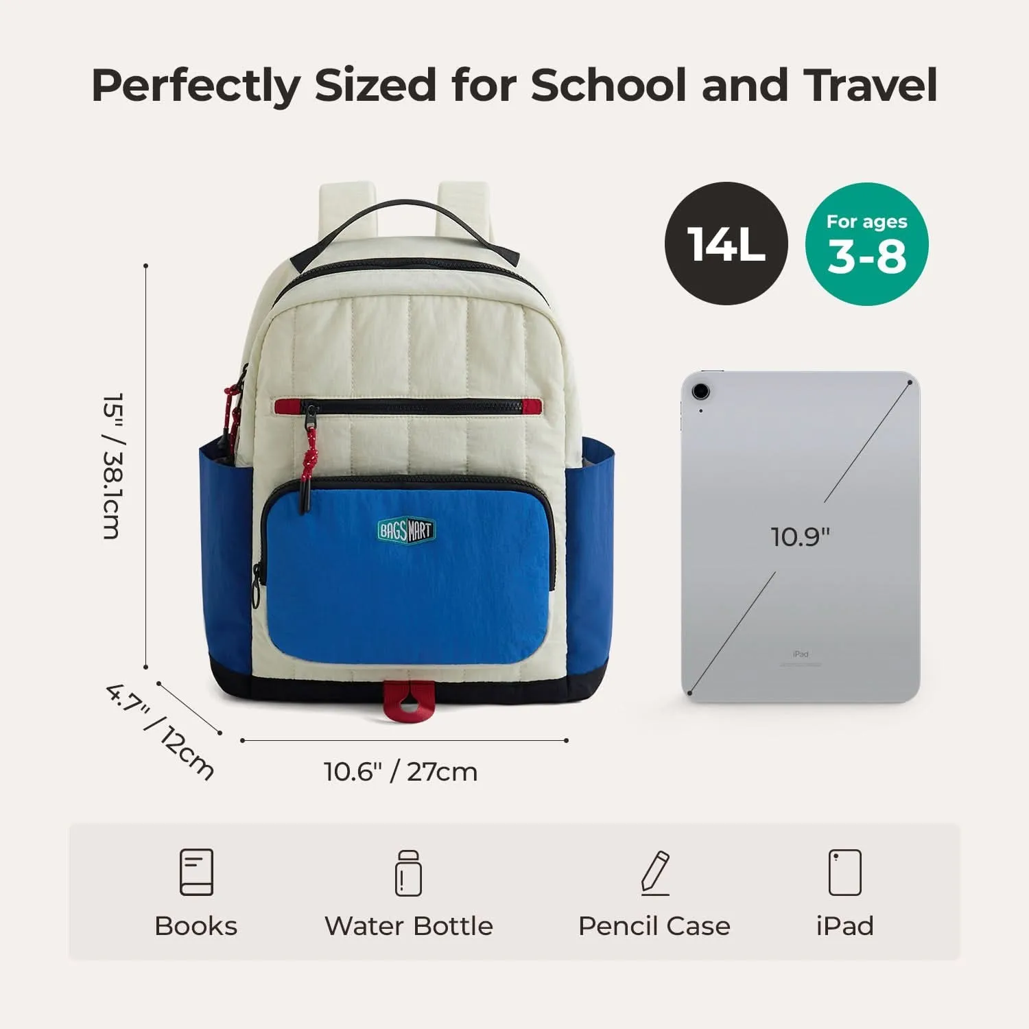 Walker 14L Featherlight Color Block Kids Backpack with Pencil Case