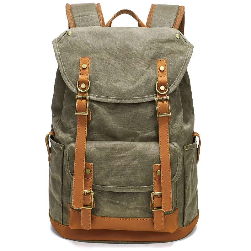 Waxed Canvas Backpack Waterproof for Outdoor