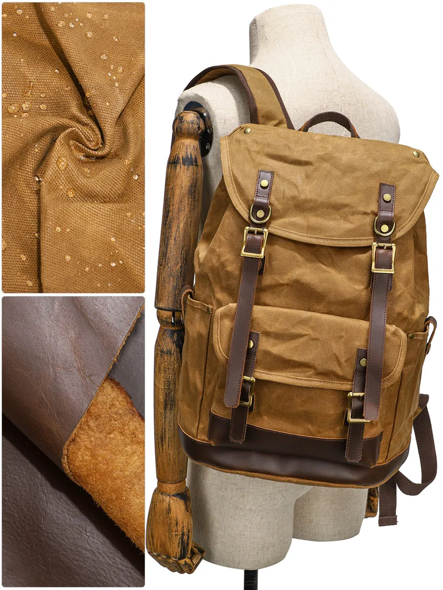 Waxed Canvas Backpack Waterproof for Outdoor