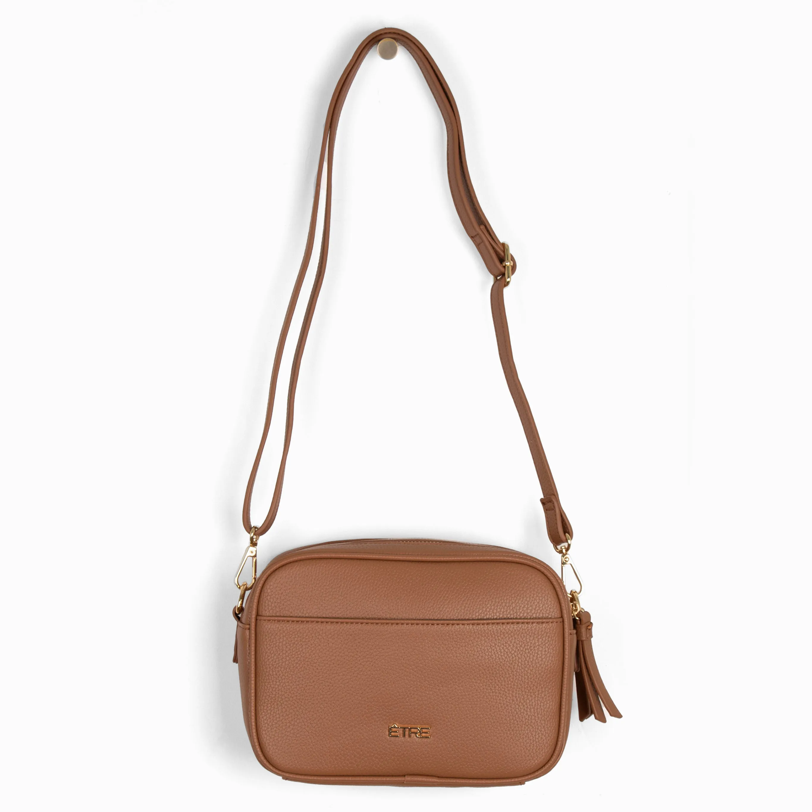 Willa Crossbody Bag - Tan, Pebbled Faux Leather