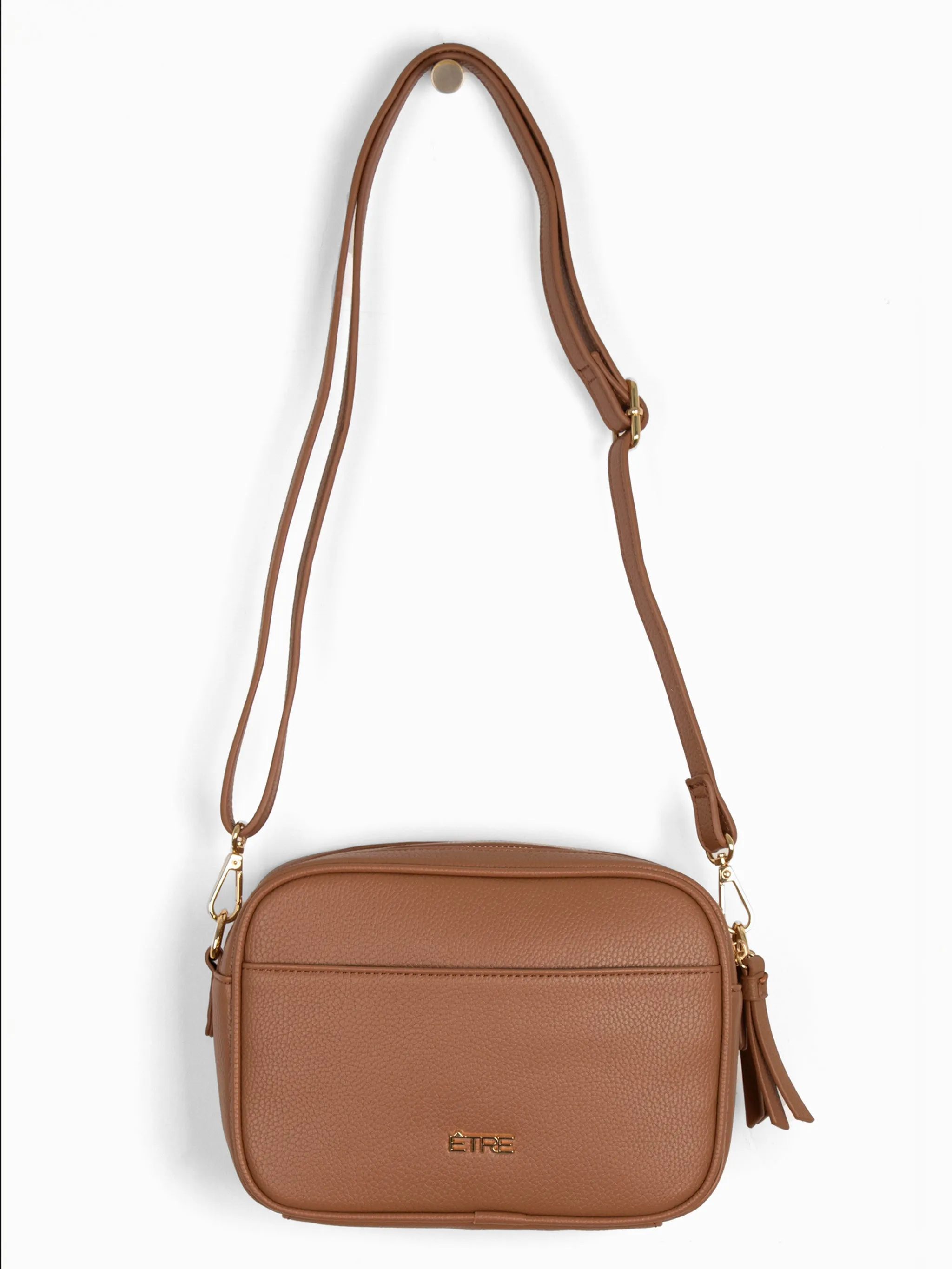 Willa Crossbody Bag - Tan, Pebbled Faux Leather
