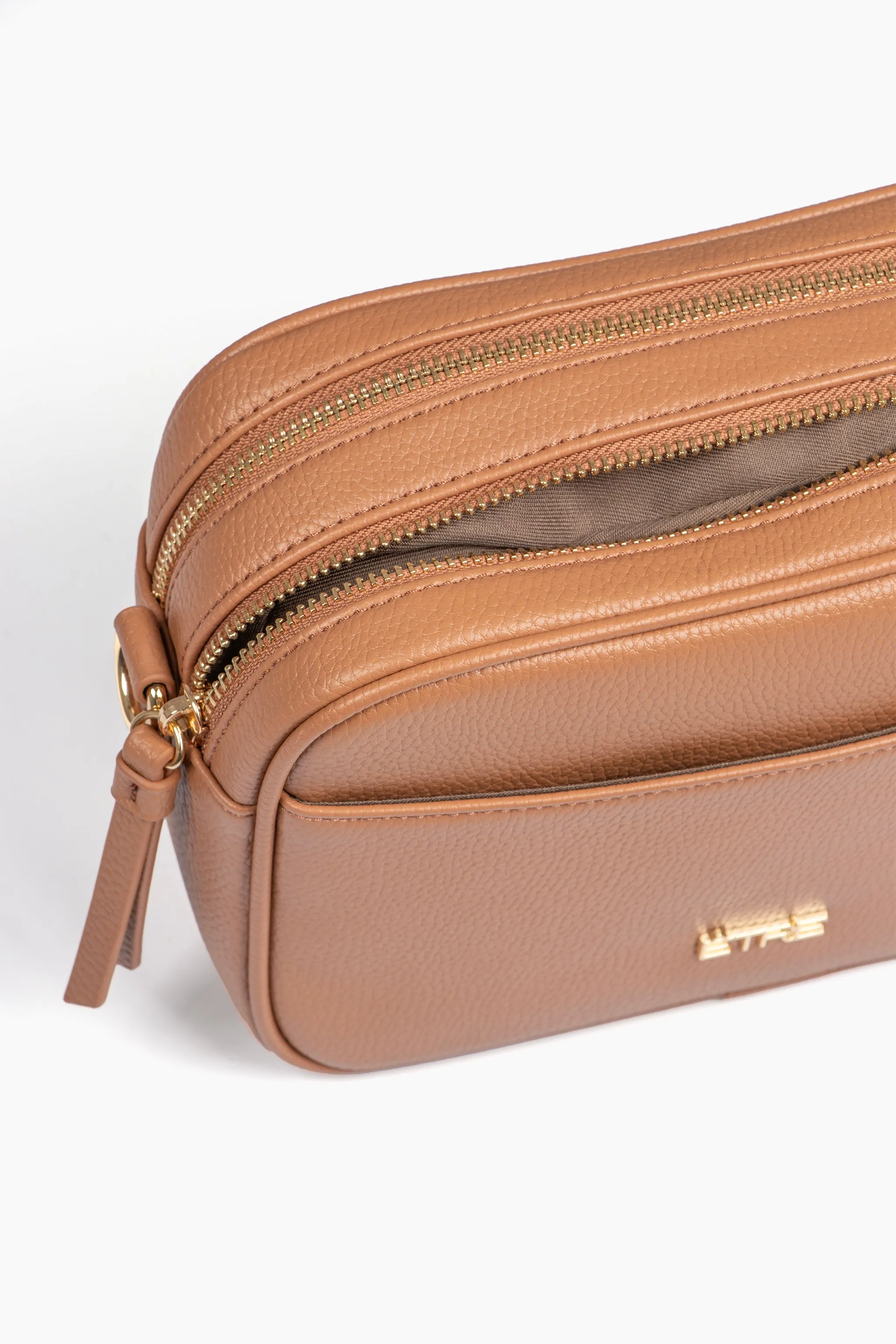 Willa Crossbody Bag - Tan, Pebbled Faux Leather