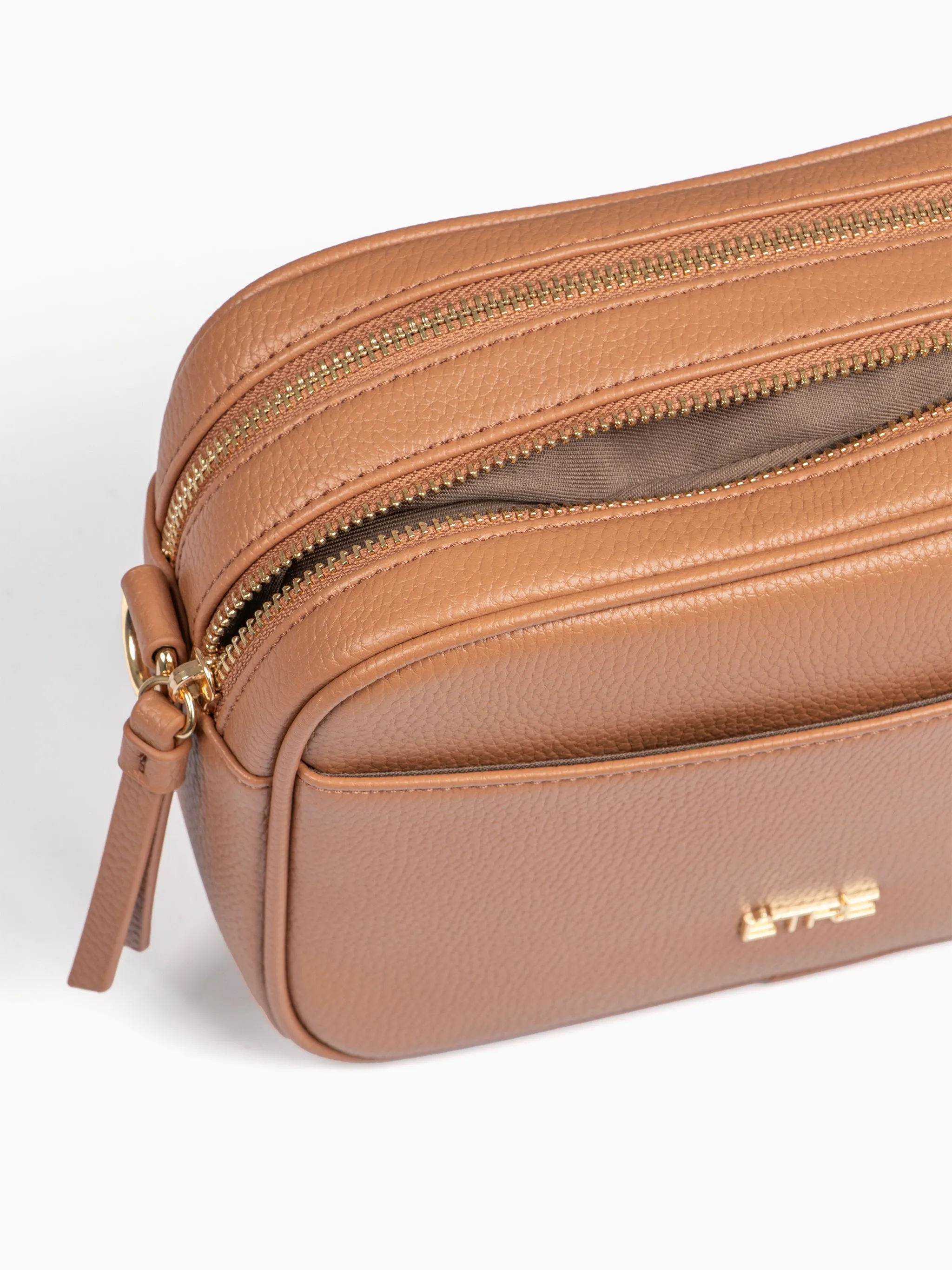 Willa Crossbody Bag - Tan, Pebbled Faux Leather