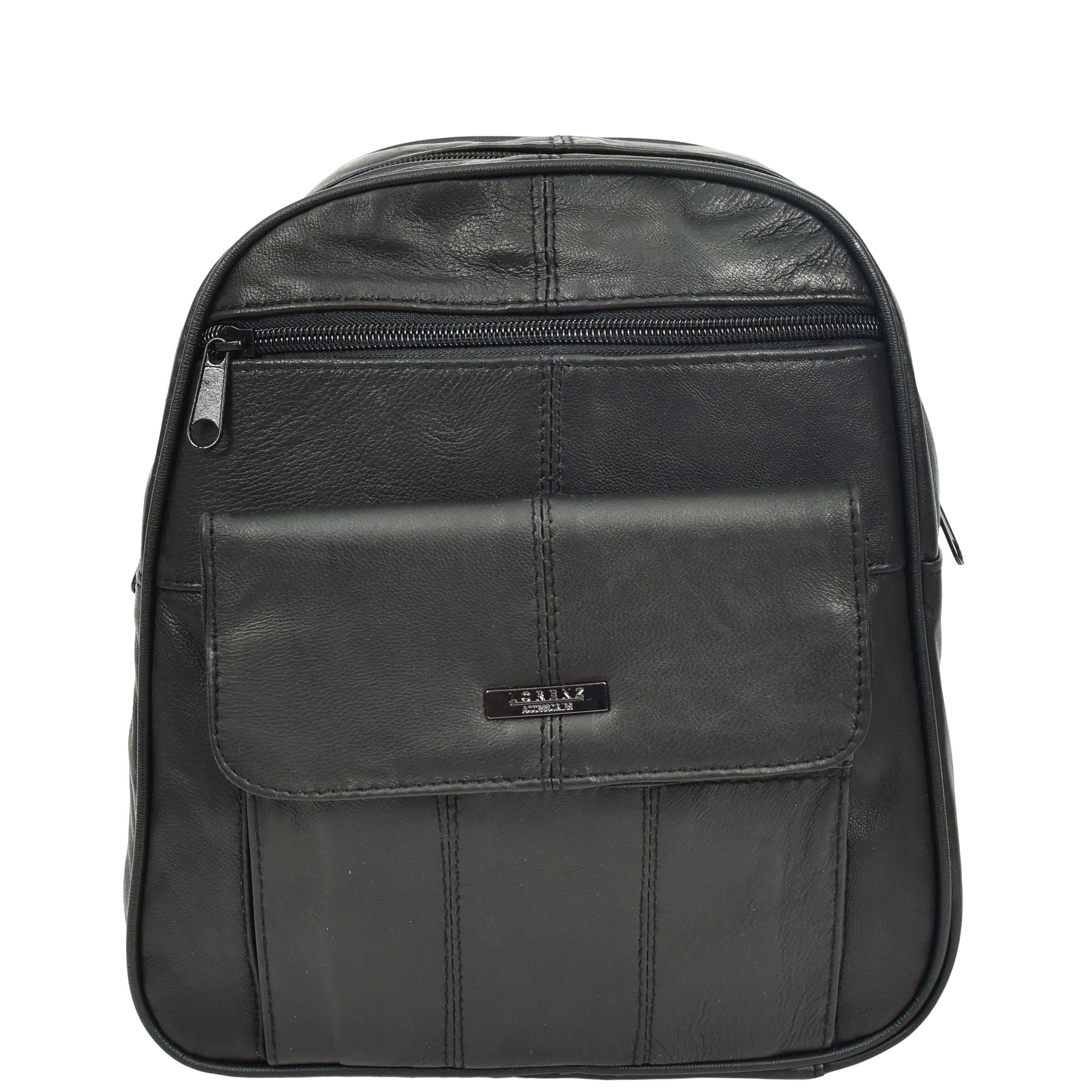 Womens Soft Leather Backpack Daypack Bag HOL0591 Black