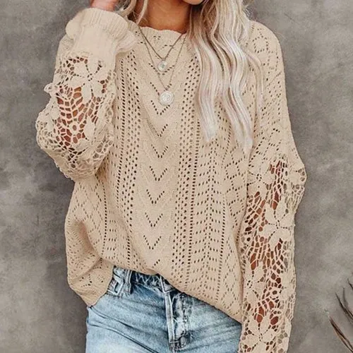 Womens Sweater women Crochet Hollow Out Oversized Knit Pullover Jumper